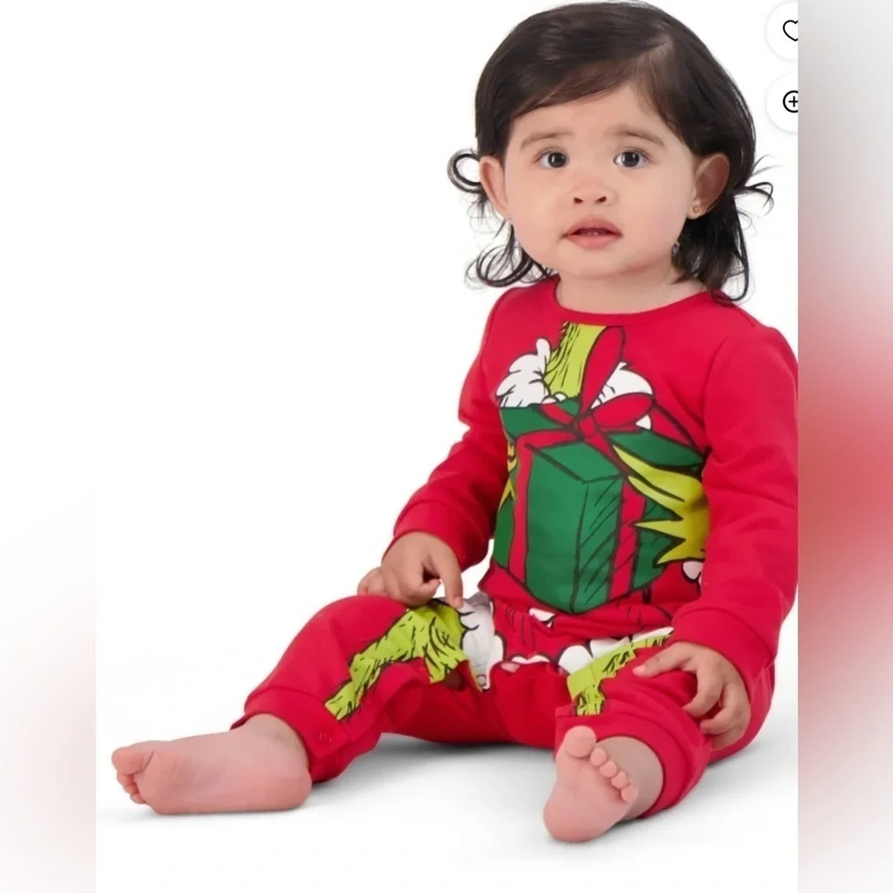 The Grinch baby coverall, onesie, Christmas pajamas Festive Red Kids One Piece